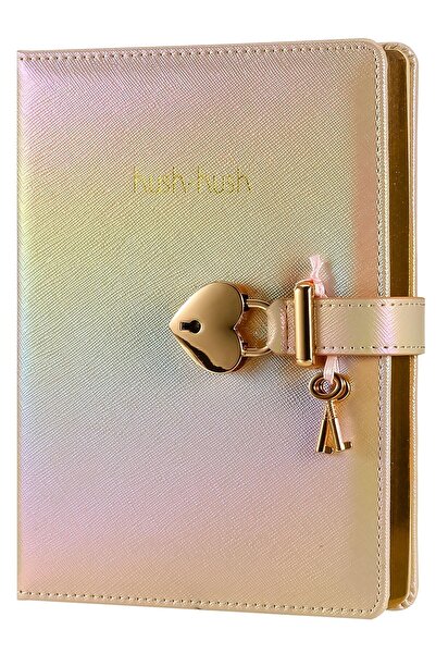 Elit METALİK BEJ KİLİTLİ DEFTER