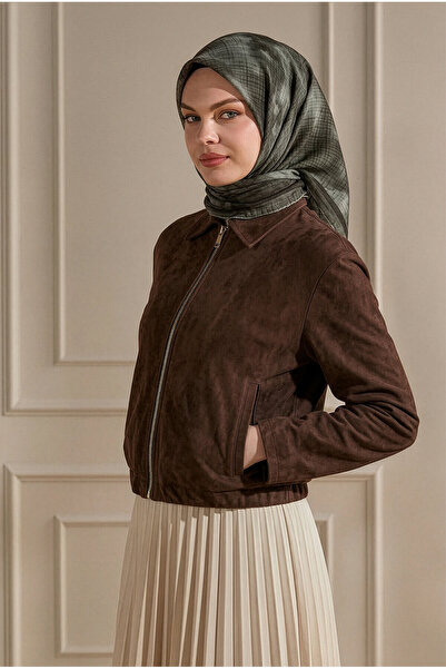 SilkTouch Coffee Bulut Patterned Muslin Scarf