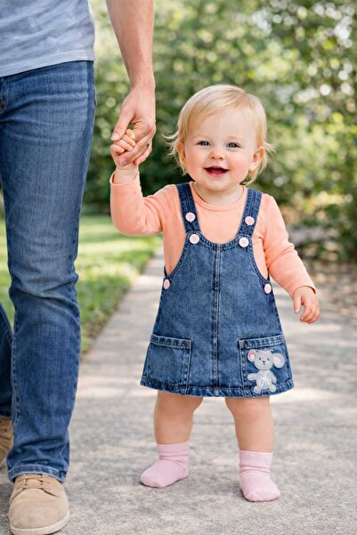 CROCODAYS Girl's Jeans Embroidered Bodysuit and Gilet Set (6/9/12/18) Months