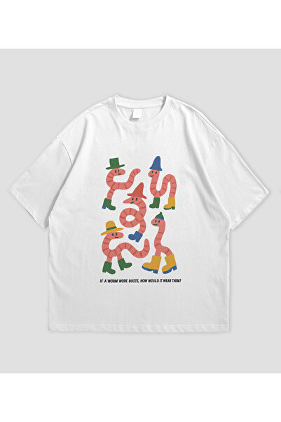 SVART WEAR Worms cu imprimeu supradimensionat Unisex tricou