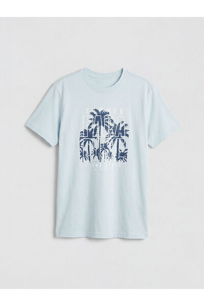 LC Waikiki Original Oval Collar Printed Boy's T-Shirt