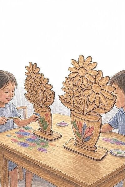 Tuvalia 5 Adet Vazolu Ahşap Oyuncak Aktivite Karne Hediyesi Yaz Okulu Kreş An...