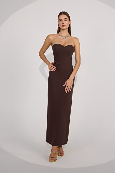 NOK İSTANBUL Carmen Kiss Maxi Dress Brown