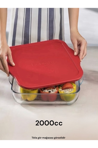 Paşabahçe Square Pyrex Oven Dish with Lid, Microwave Glass Dish, Food Cake Se...