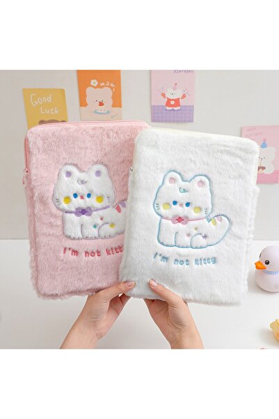 Markasız ucuz Sevimli Kedi Desenli Peluş Tablet Kılıfı 1-730
