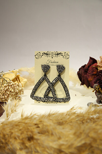 CHARM Cercei „Midnight Geometry” – Cercei statement triunghiulari cu cristale...