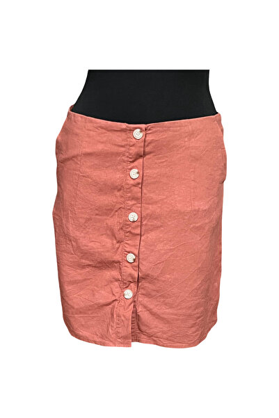 OEM Re.draft Midi Skirt - Casual Chic - size 38 - Orange - Linen and Viscose,...