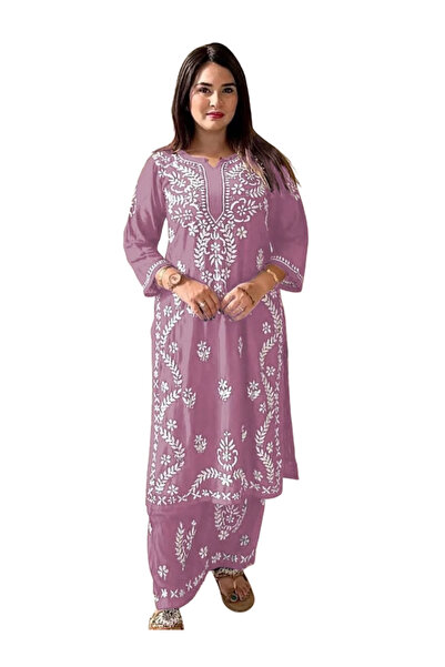 MYSMAR طقم سالوار كاميز من قماش رايون بلون الخزامى - HRT2507 | لون الخزامى