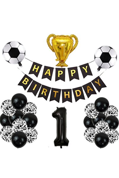 ÇITIPITISTORE Μαύρο και άσπρο σετ πάρτι για γιορτή γενεθλίων με θέμα το ποδόσ...
