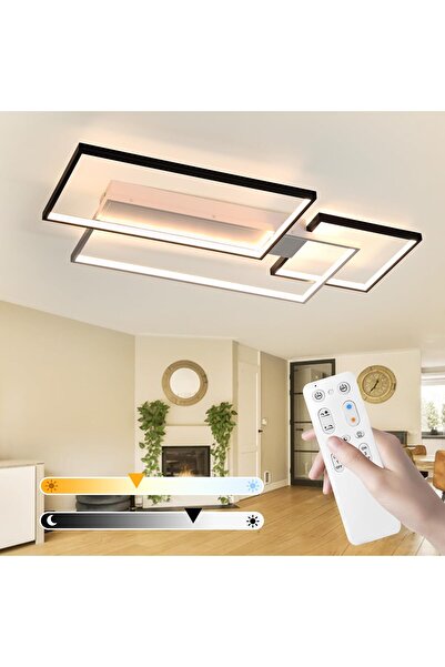 OEM Geometric LED Ceiling Light 68W, 90x50 cm, Black, Dimmable Remote Control