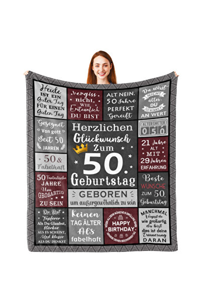 OEM Generic 50th Birthday Blanket , Soft Flannel, 150x130 cm, Anniversary Gif...