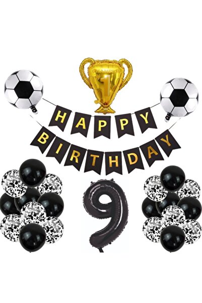 ÇITIPITISTORE Black and White Football-Themed Birthday Celebration Party Set