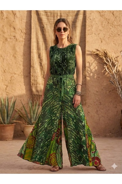 AYASOFYA OTANTIK Γυναικεία φούστα με έθνικ σχέδιο Νεπάλ, ελαστική μέση, Με τσ...