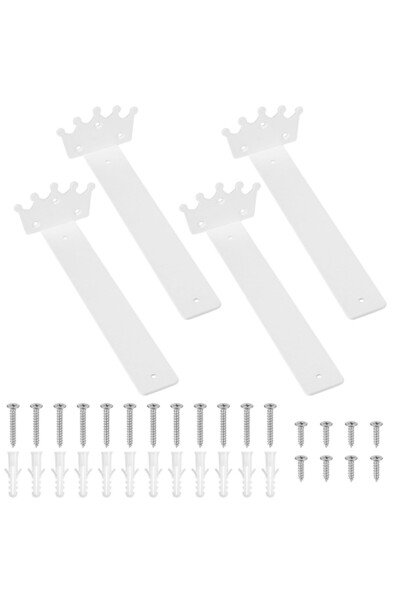 OEM Set 4 Suporturi Raft Coroană Retro Vintage 25.5 cm Alb Oțel Design L