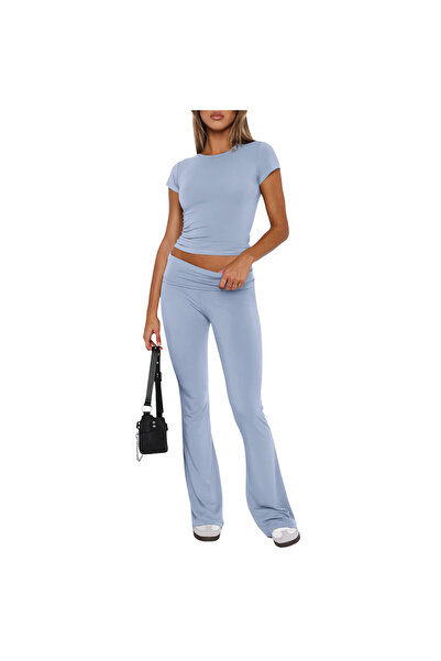 OEM Generic Set Trening Damă - Crop Top - mărime L - Albastru - Pantaloni Eva...