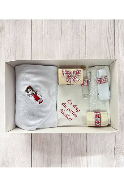 Your Baby Store Trusou botez traditional fetita brodat, 7 piese, bumbac