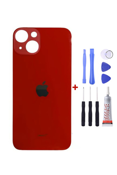 Yedcom Iphone 13 Kırmızı Arka Cam Kapak Arka Pil Kapağı
