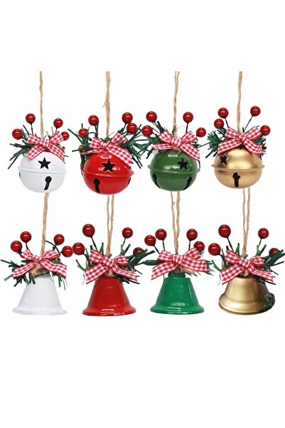 OEM Christmas Decor Clopoței pentru Brad - Set 8 buc - mărime 5 cm - Multicol...