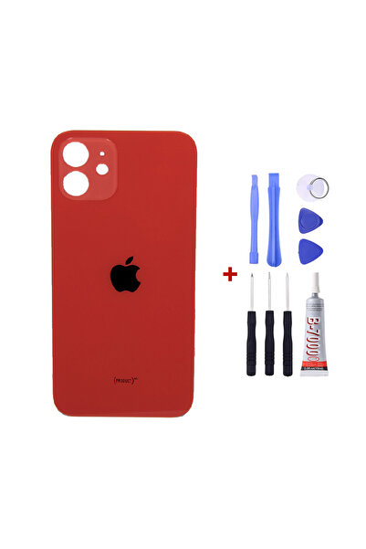 Yedcom Iphone 12 Kırmızı Arka Cam Kapak Arka Pil Kapağı