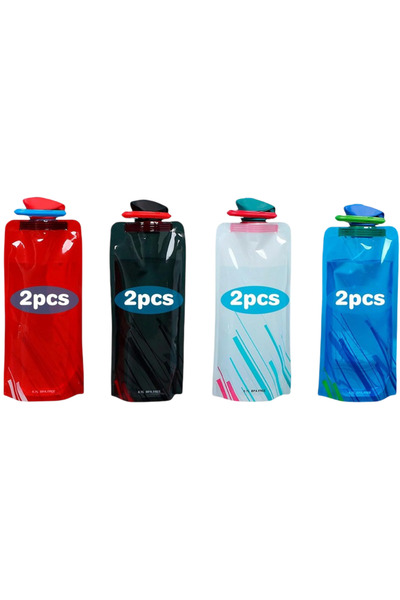 OEM Sporway Set 8 Sticle Apă Pliabile 700ml Multicolor - Bidon Drumeții Camping