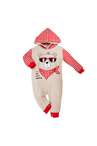 Baby Cara Baby Onesie – Turkish Cotton Bear Face Checkered Hood Design