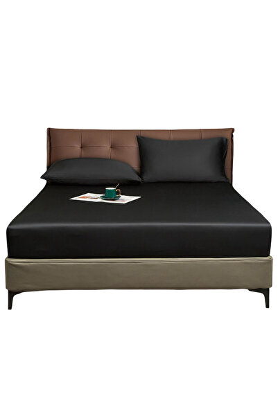 OEM Luofanfei Fitted Sheet - Satin - size 160x200 - Black - Bamboo Microfiber...