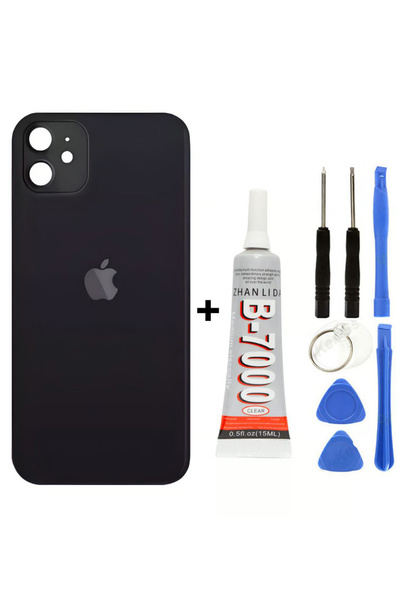Yedcom Iphone 12 Siyah Arka Cam Kapak Arka Pil Kapağı