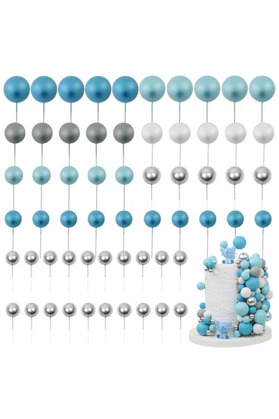 OEM Toppere Bile Decorative - Set 60 buc - mărime Mix 2-4cm - Albastru - Orna...