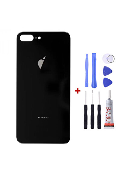Yedcom Iphone 8 PLUS Siyah Arka Cam Kapak Arka Pil Kapağı