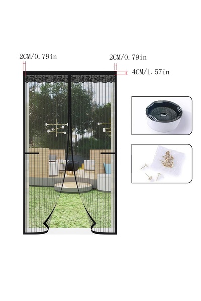 OEM Tread Star Plasa Anti-insecte Magnetica Usa, 85x215 cm, Negru Poliester