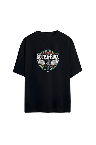 STİL-X Rock and Roll Printed Unisex 100% Cotton Pack Oversized T-Shirts