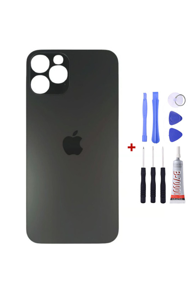 Yedcom Iphone 12 PRO MAX Siyah Arka Cam Kapak Arka Pil Kapağı