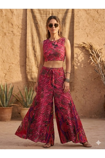 AYASOFYA OTANTIK Women's Nepalese Ethnic Pattern Elastic Waist Pocketed Casua...