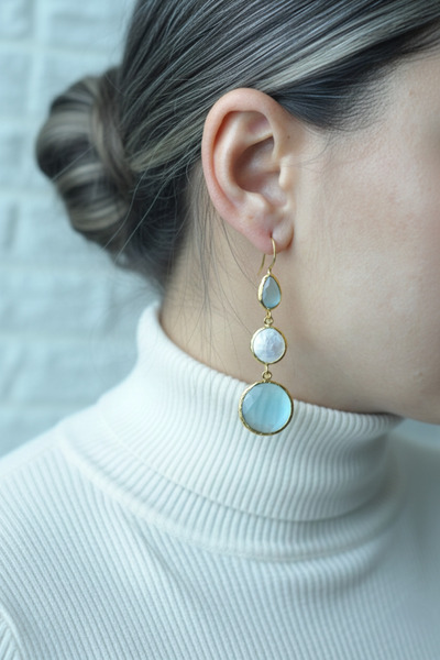 Design by Kadir Kadir Jewellery 22 Ayar Altın Kaplama Kadın İnci Küpe -El İşç...