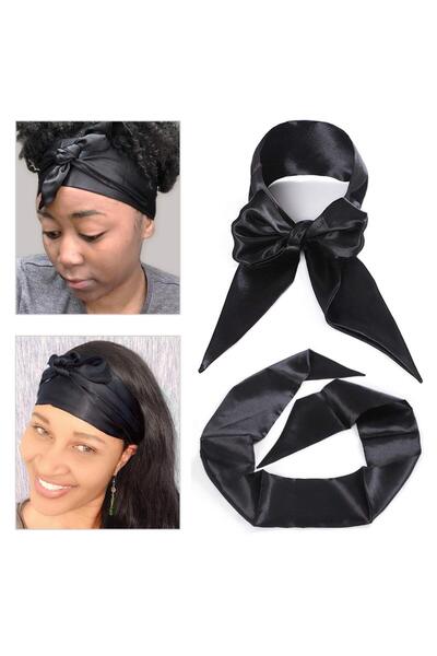 OEM Modern Bentiță Satin - Scarf Wig Grip - mărime 137cm - Negru - Eșarfă Fix...