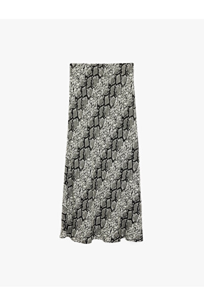 Koton Κλοσέ Φούστα Cut Snake Με σχέδιο Midi Satin