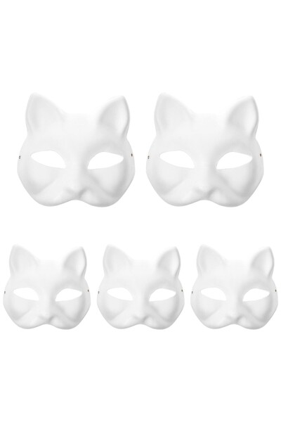 OEM DIY Cat Mask Set - Painted - size 18x16 cm - White - Halloween Theater Co...