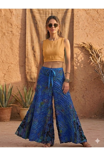 AYASOFYA OTANTIK Γυναικεία φούστα με έθνικ σχέδιο Νεπάλ, ελαστική μέση, Με τσ...