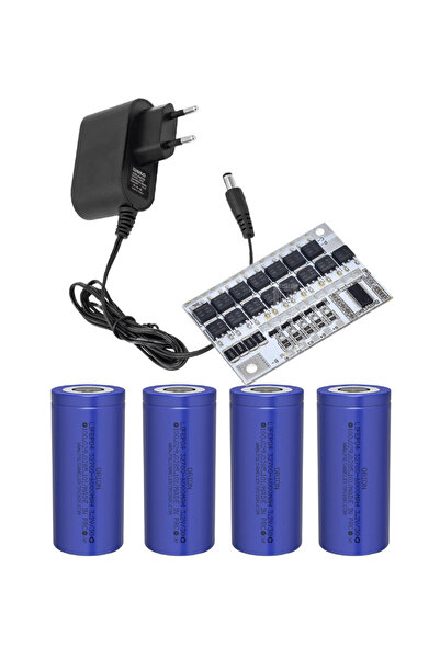 Orion 4 Adet LiFePO4 Pil ve 4S 80 Amper BMS. ve 15V 1A Adaptör