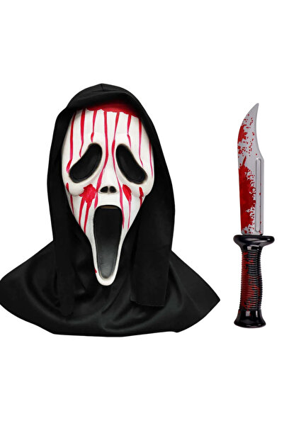 OEM Halloween Masca Scream - Set Cutit - mărime Universală - Alb Negru Acceso...