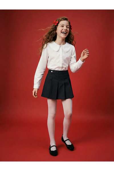 LC Waikiki LCW Παιδική Κόκκινη Πλισέ Κοριτσίστικη Φούστα Σορτς Γαμπαρντίνα