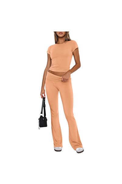 OEM Generic Set Trening Damă - Crop Top - mărime S - Portocaliu - Pantaloni E...