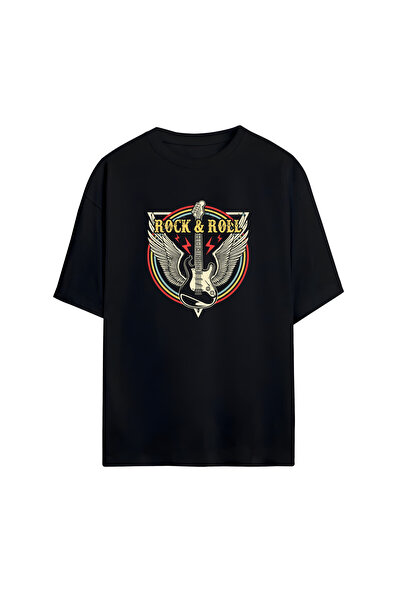STİL-X Rock and Roll Printed Unisex 100% Cotton Pack Oversized T-Shirts