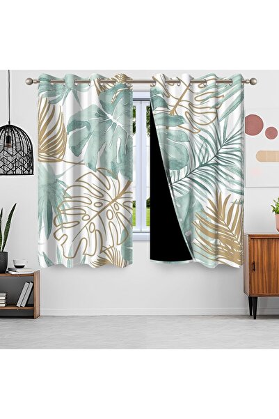 OEM Uiiooazy Perdele Opace - Palme Tropicale - mărime 140x175 cm - Alb Polies...