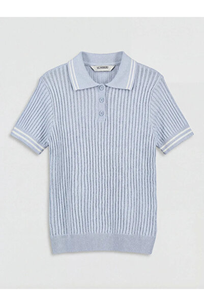 LC Waikiki Lcw Kids Blue Polo Collar Children's Knitwear Sweater