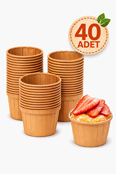 EMORFOHOME 40'lı Kraft Muffin Cupcake Kalıbı Kek Kapsülü Naturel Kek Kalıbı ,...