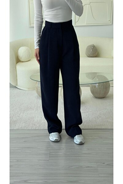 LUUNA STORE Flat Cut Tok Fabric Pants - Dark Blue