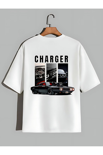 Yakor Dodge Baskılı %100 Organik Pamuklu Kalın Dokulu Oversize Bisiklet Yakal...