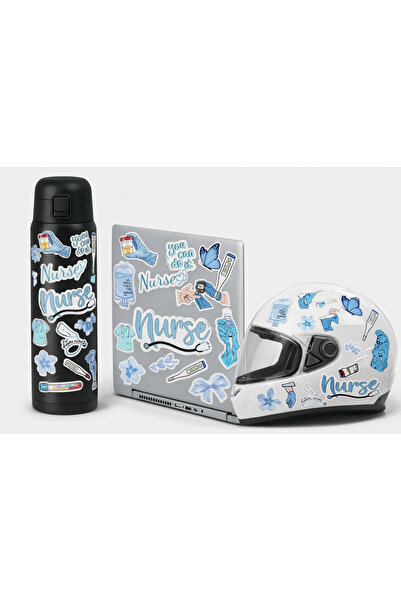 Limitless Design Hemşire (Nurse) Temalı Sticker Seti – 22x30 cm – Laptop, Ter...