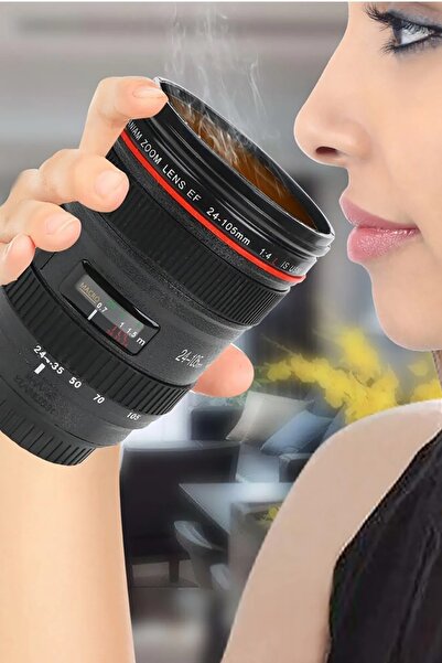 hipiylow Kamera Lens Lensi Objektif Görünümlü Çay Kahve Bitki Çayı Vb. Termos...